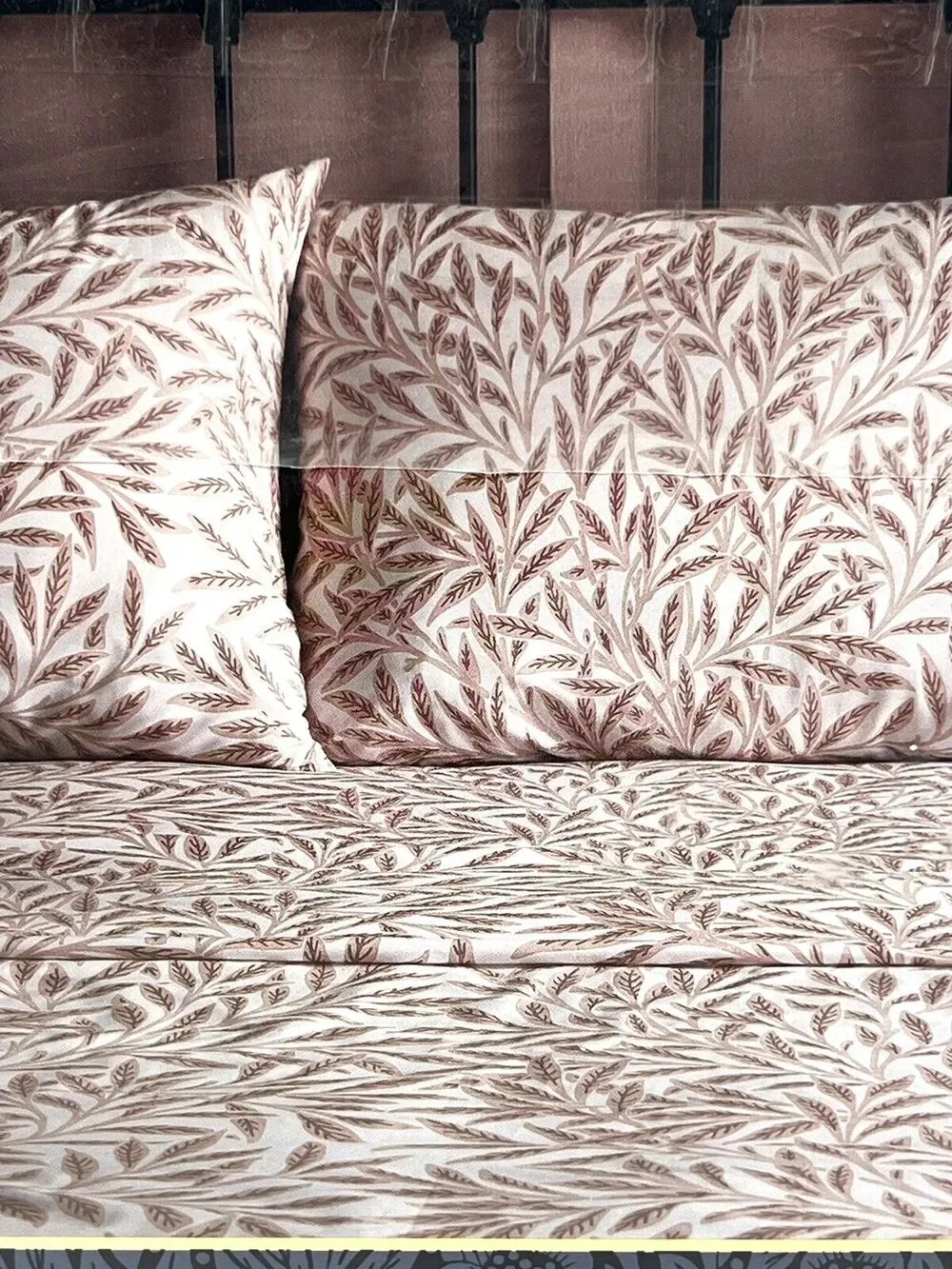 William Morris Original Willow Plaster Pink KING Cotton Percale Sheet Set Leaves